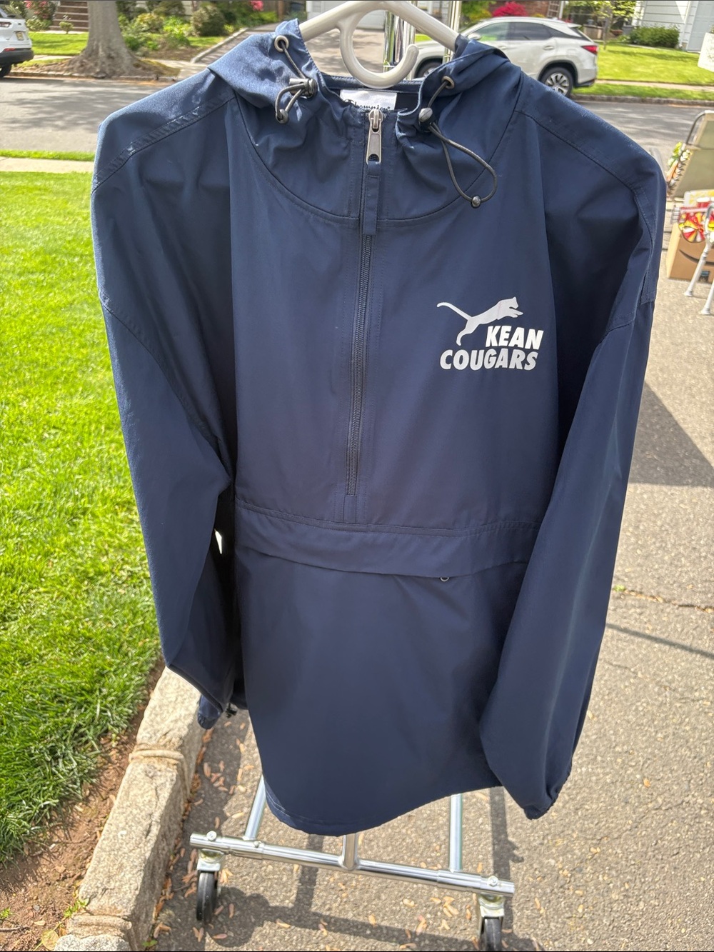 Champion Navy Blue Hooded Windbreaker Jacket